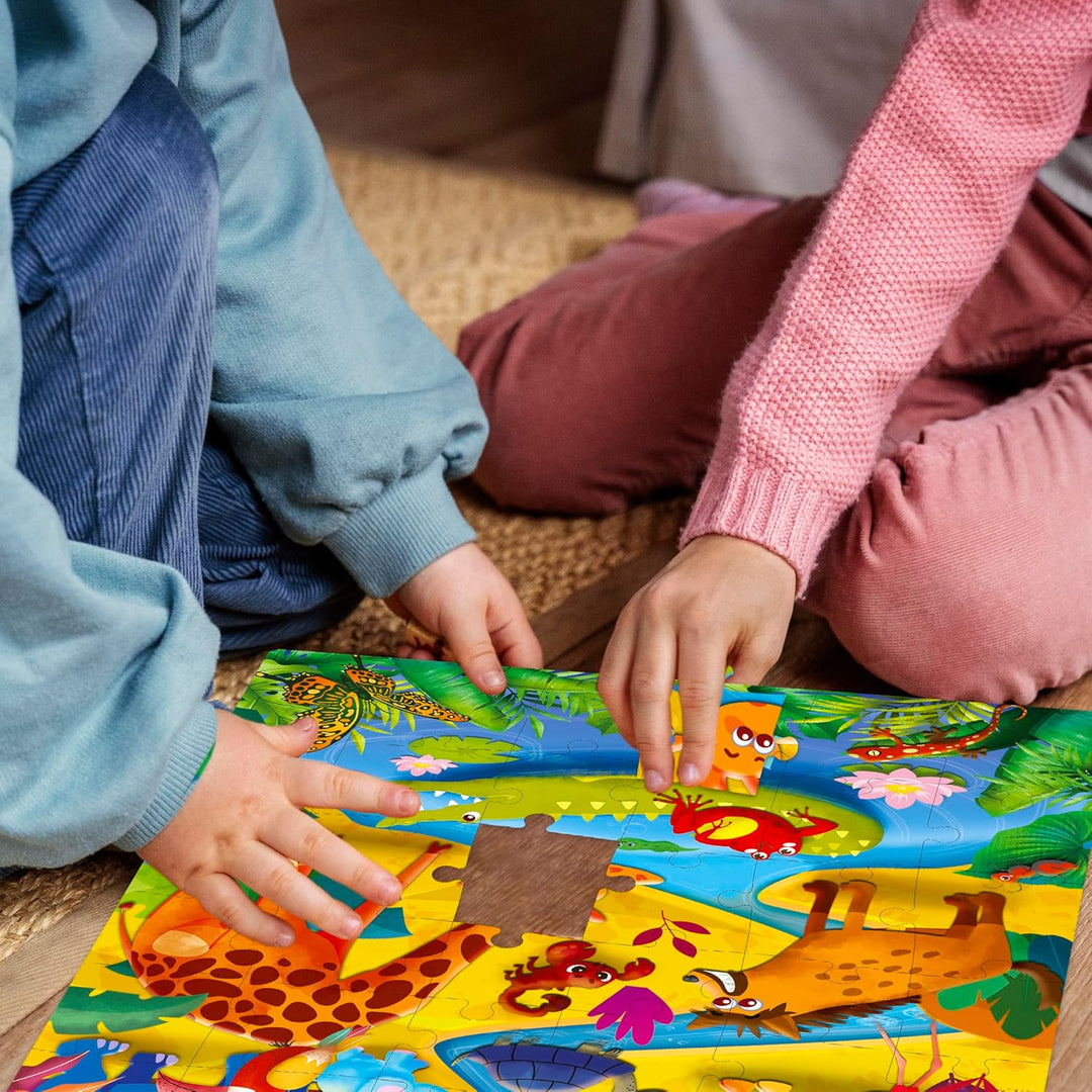 QUOKKA Puzzles für Kleinkinder 3-5 - 4 x 48 Teile Bodenpuzzles für Kinder im Alter von 3-4 Jahren -