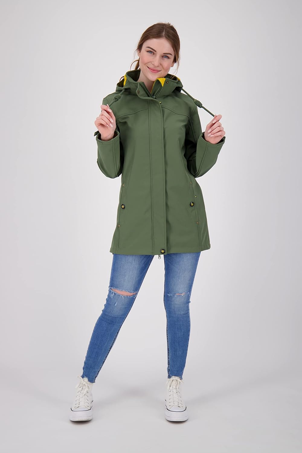 Ankerglut Women's softshell coat, short coat with hood, lined transition jacket, Ankerglutbrise soft