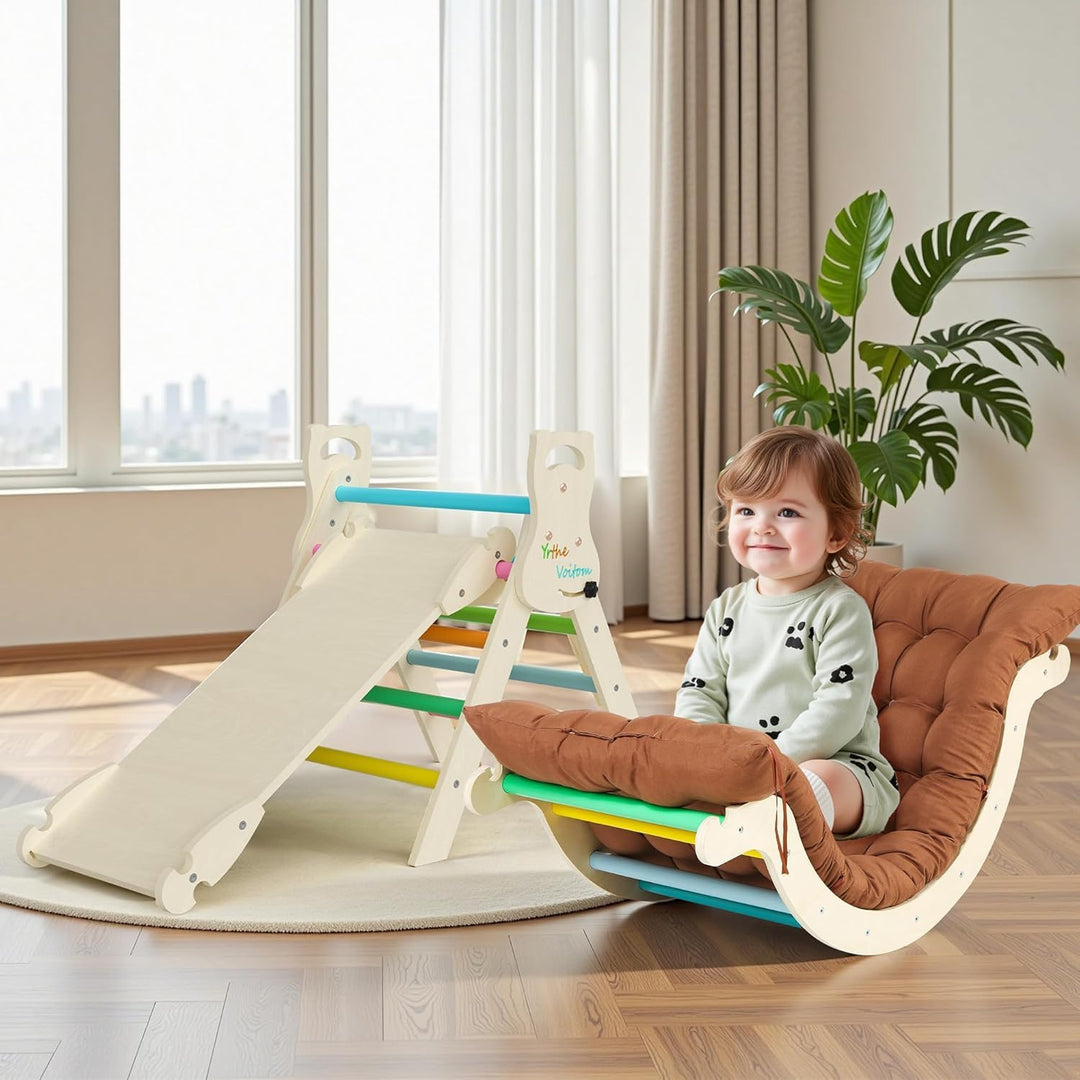 Klettergerüst Indoor Geschenke Junge Mädchen, Montessori Spielzeug ab 1.5 2 3 4 + Jahre, Upgrade 7-i