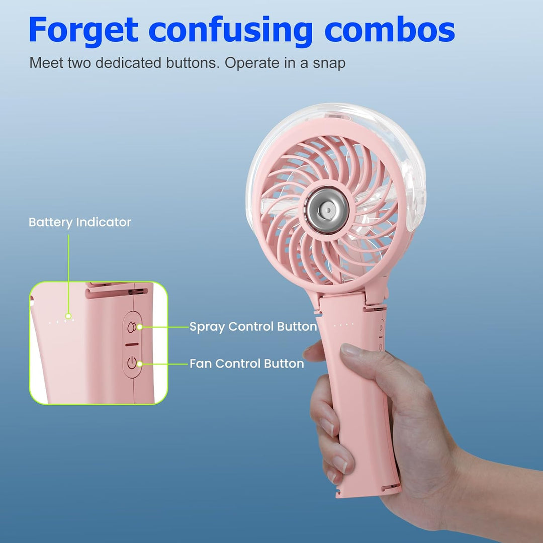 HandFan Handventilator 2025 Verbesserter Tragbarer Sprühventilator, 34ML Wassertank, tragbarer persö