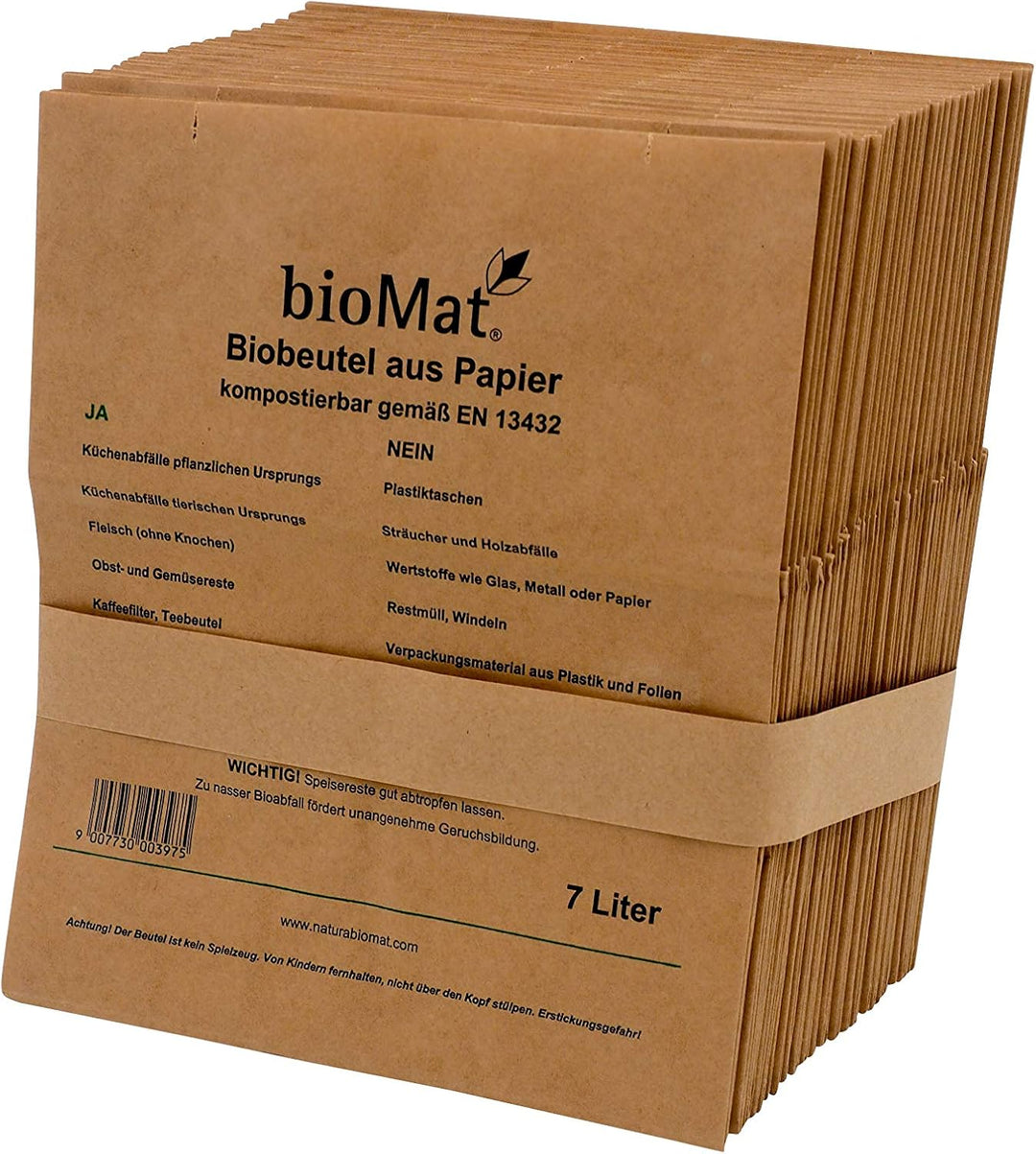 bioMat AirBox Biomülleimer Küche, inkl. 7l Kompostierbare Papierbeutel (80 Tüten), Reduziert Gerüche