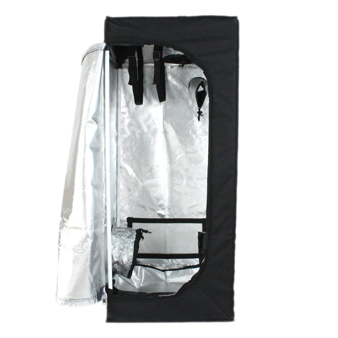 Growzelt 50x50x120 cm, Anbaubox für Pflanzenzucht, Pflanzenzelt Schwarz