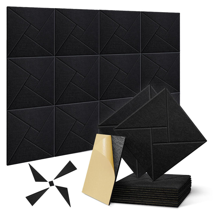 JAMELO Quadratische Akustikplatten Akustikpaneele selbstklebend 12 Stücke, Schallschutzplatten aus H