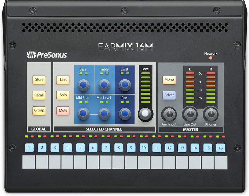 PreSonus EarMix 16M, 16x2, AVB-vernetzt persönlich Monitor Mixer Mischpult EarMix 16M AVB Monitor Mi