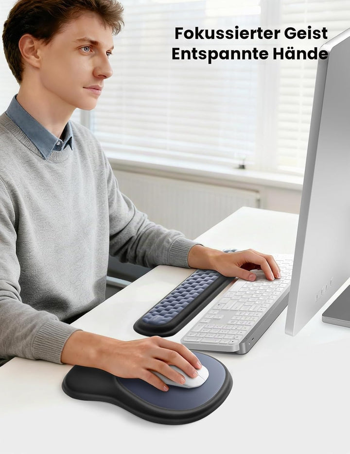 meatanty Ergonomisches Mauspad mit Gelkissen [Schmerzlinderung] [Gesunde Haltung] [Memory-Schaum] [H
