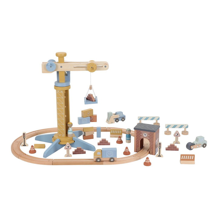 Little Dutch 2542 Holz Kran Set mit Schienen - gelb