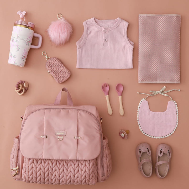 Leila Wickelrucksack mit verstellbaren Schultergurten, Kinderwagen-Clips und Wickelauflage – Modebew