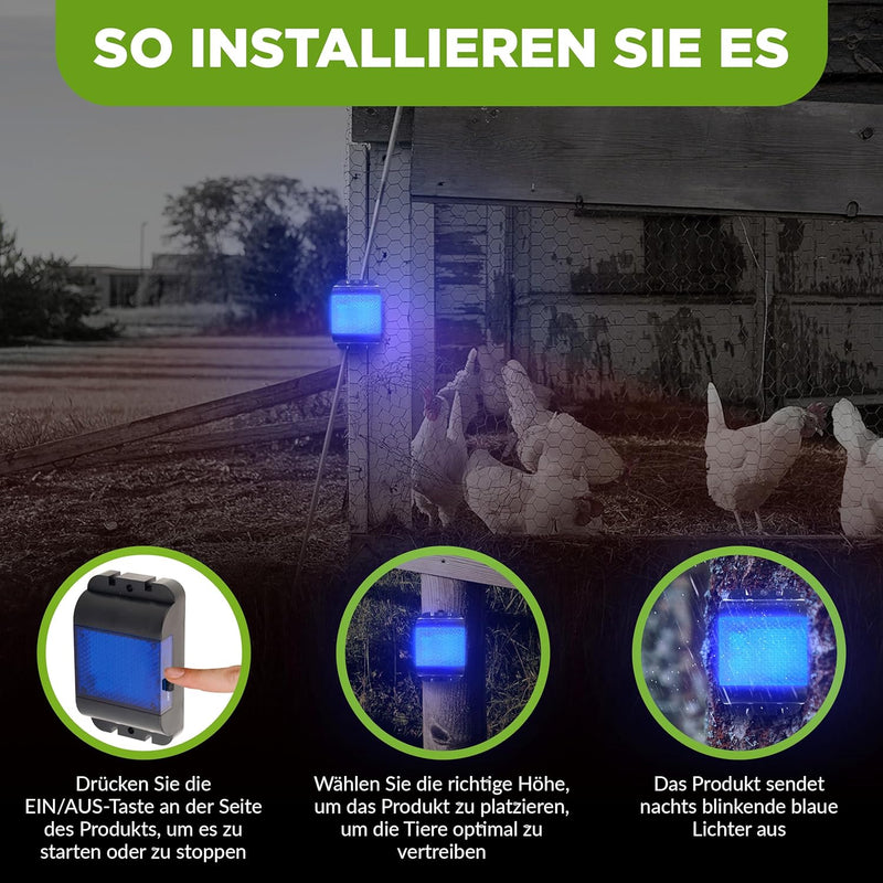 ISOTRONIC Wildschwein-Stopp Waschbären-Abwehr Tiervertreiber blaues LED-Licht gegen Waschbär Wilde T