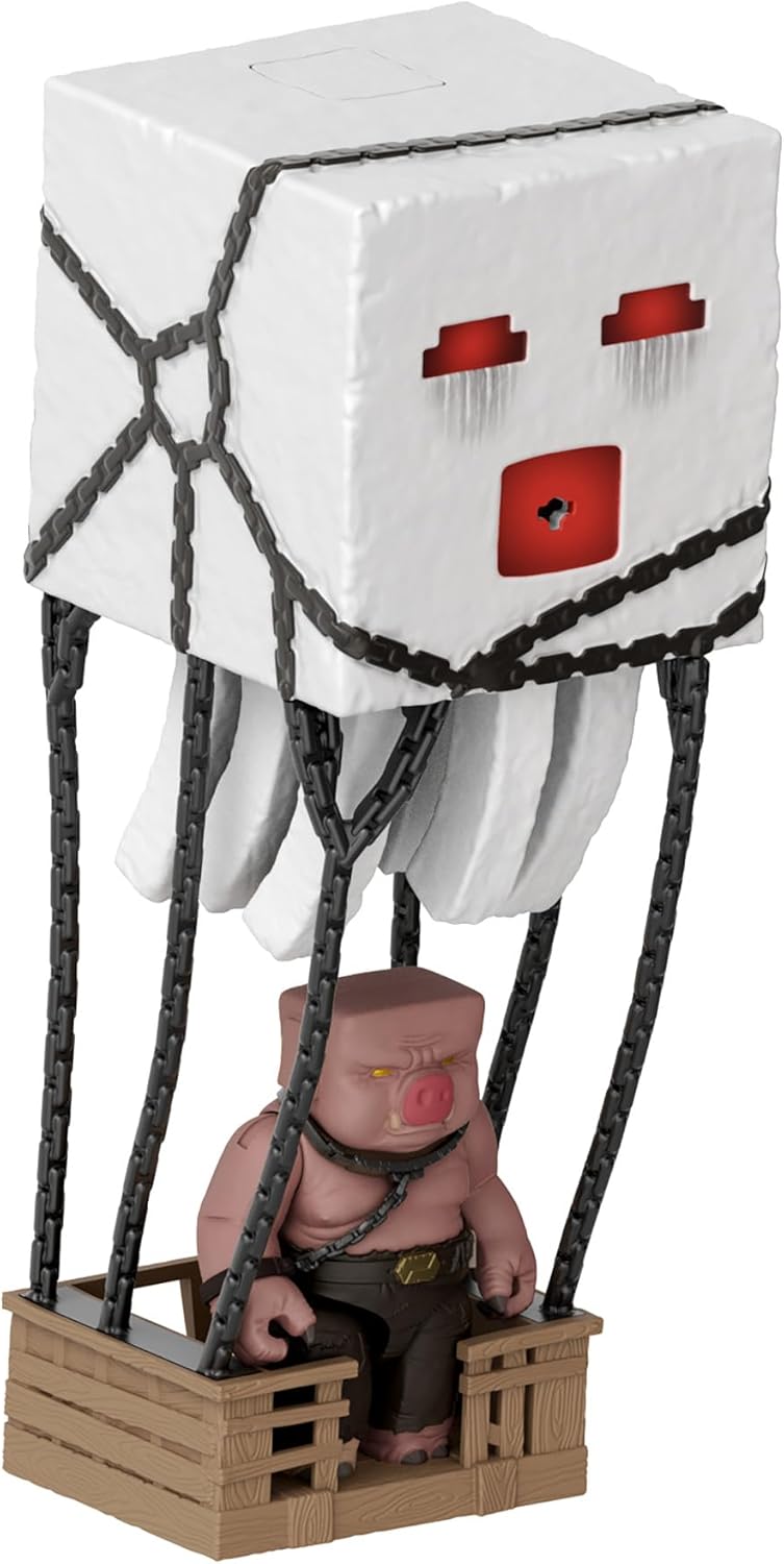 Mattel Minecraft Actionfigur-Set, Ghast mit Feuerattacke, Lichter, Geräusche, Starter und Projektil,