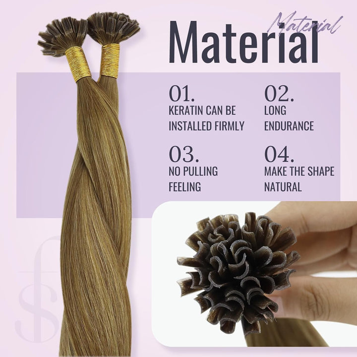 Fshine U Tip Keratin Remy Echthaar Extensions Bondings Remi Haar Faber Schokoladenbraun Gemischt Kar