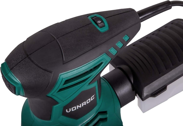 VONROC Exzenterschleifer elektrisch, Schleifmaschine - Handschleifer mit Staubbehälter 300W, 13.000/