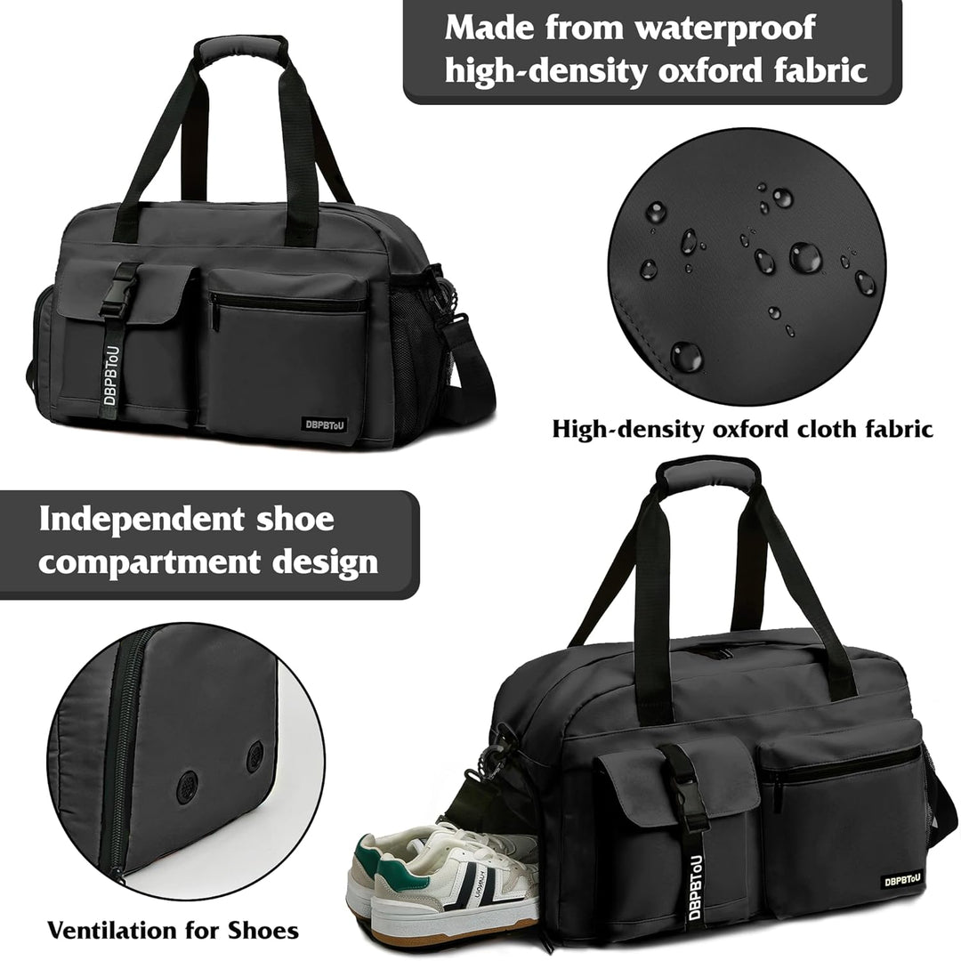 Sporttasche Damen Herren, Reisetasche mit Schuhfach, Trainingstasche mit Nassfach, wasserdichte Week