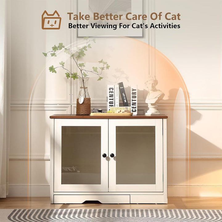FOREST GRAVITY Katzenschrank Katzentoilette Klein Katzenklo Schrank Large Cat Litter Box Furniture M