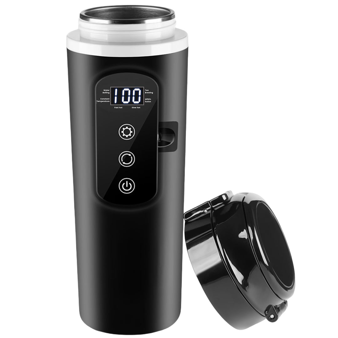 12v - 24v Wasserkocher für Auto, 500ml Elektrischer Reisewasserkocher Edelstahl mit 12 Volt Zigarett