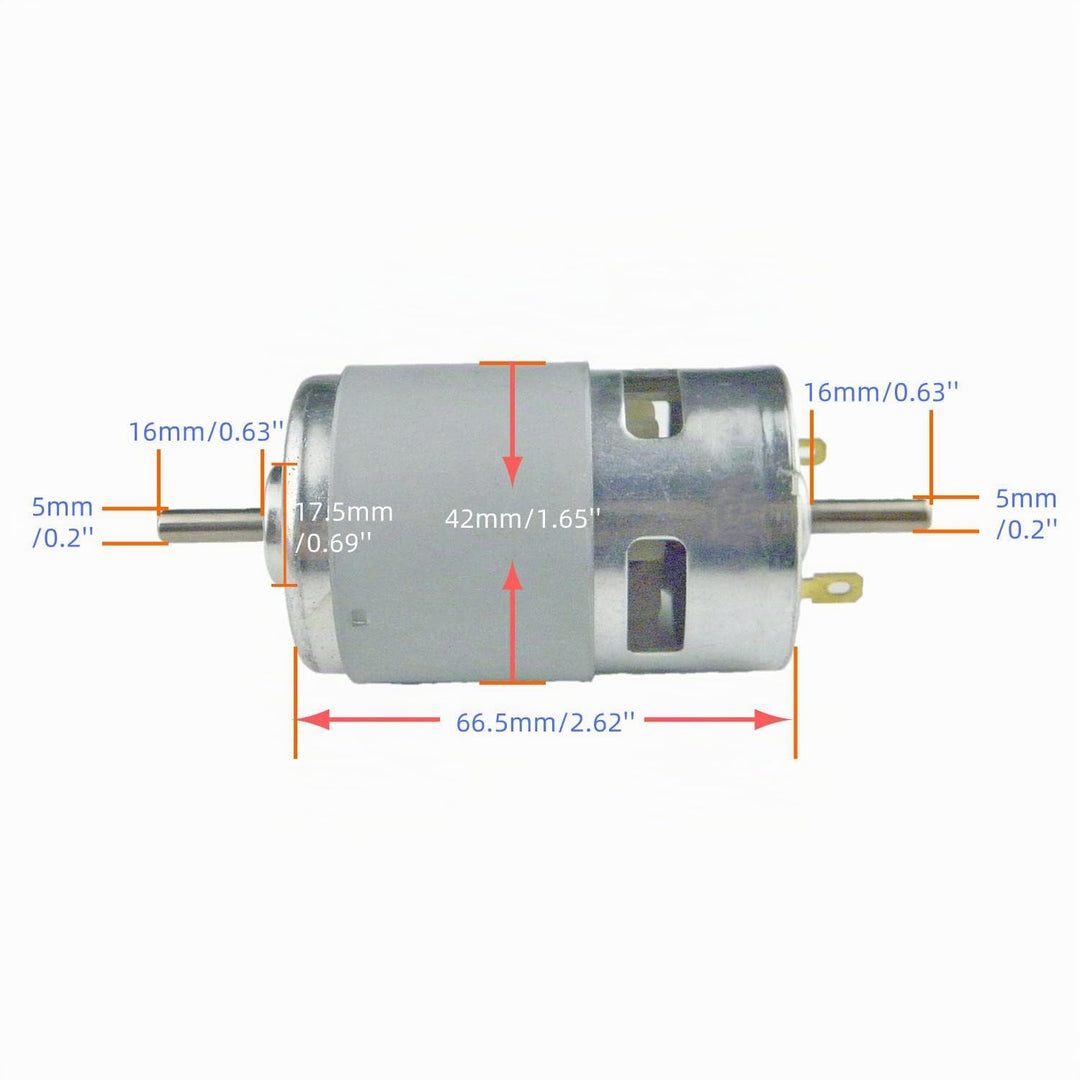 CHANCS Elektrowerkzeug 775 DC Motor Doppelwelle 12V 10000RPM 24V 20000RPM mit festem Sitz für Mini-T