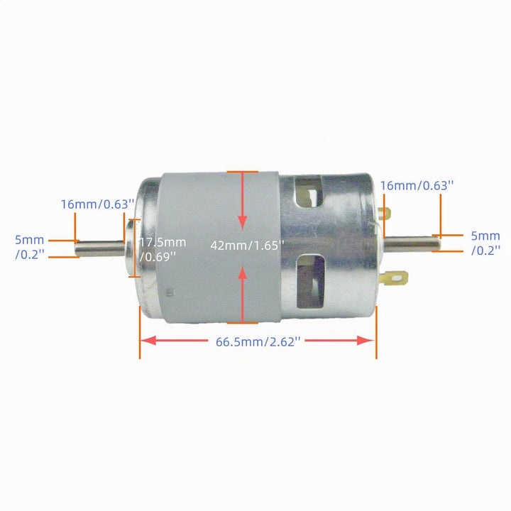 CHANCS Elektrowerkzeug 775 DC Motor Doppelwelle 12V 10000RPM 24V 20000RPM mit festem Sitz für Mini-T