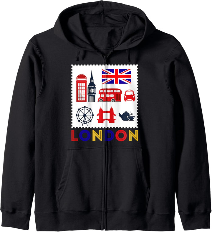 Vintage London Souvenir - Retro Sehenswürdigkeiten London Kapuzenjacke
