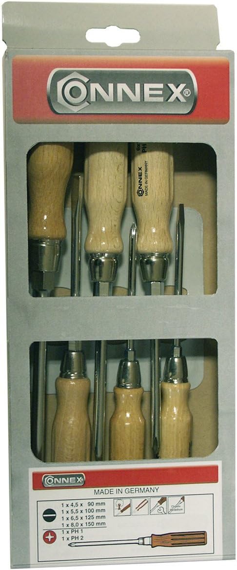 Connex COX321206 Schraubendreher-Satz, Holz-Griff, 6-teilig