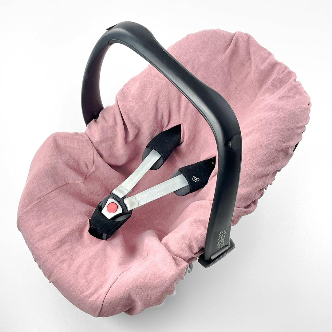 100% LEINEN Bezug für Babyschale Leinenbezug Schonbezug Babyschalenbezug Sommerbezug ROSA LEINEN ros