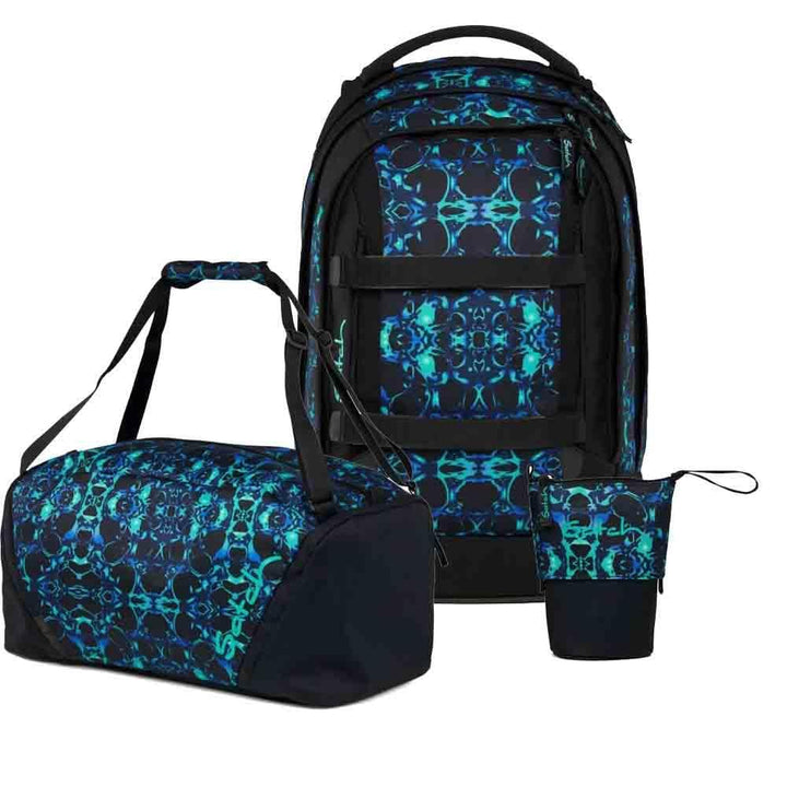 Satch Pack Pencil Slider Edition Schulrucksack Set 3tlg. inkl. Sporttasche (Caleido Blue), Caleido B