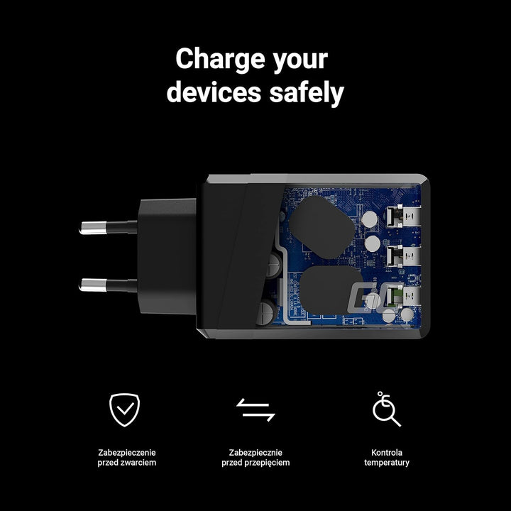 USB-A Ladegerät 30W 3 Port USB Green Cell Power Adapter mit Quick Charge 3.0 Handy Schnellladegerät