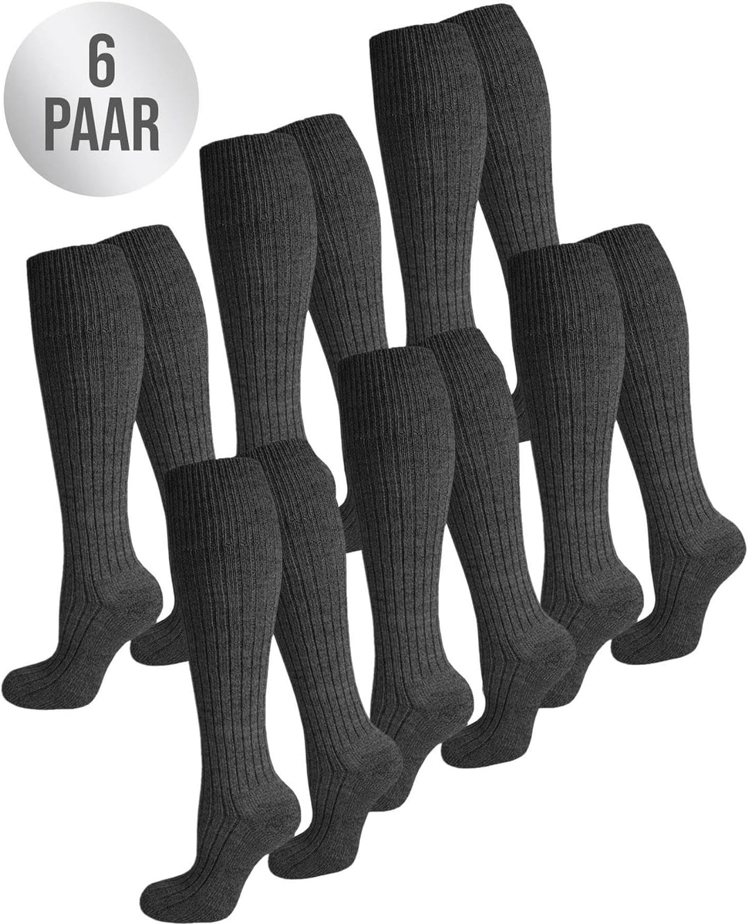 normani 6 Paar Herren Kniestrümpfe mit Schafwolle und Plüschsohle 35-38 Anthrazit, 35-38 Anthrazit