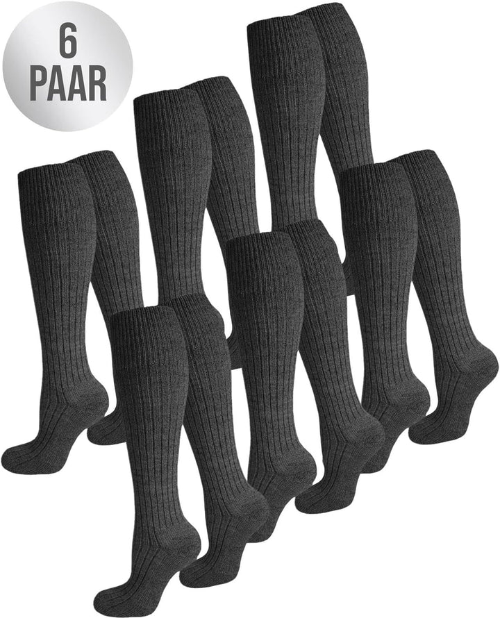 normani 6 Paar Herren Kniestrümpfe mit Schafwolle und Plüschsohle 35-38 Anthrazit, 35-38 Anthrazit