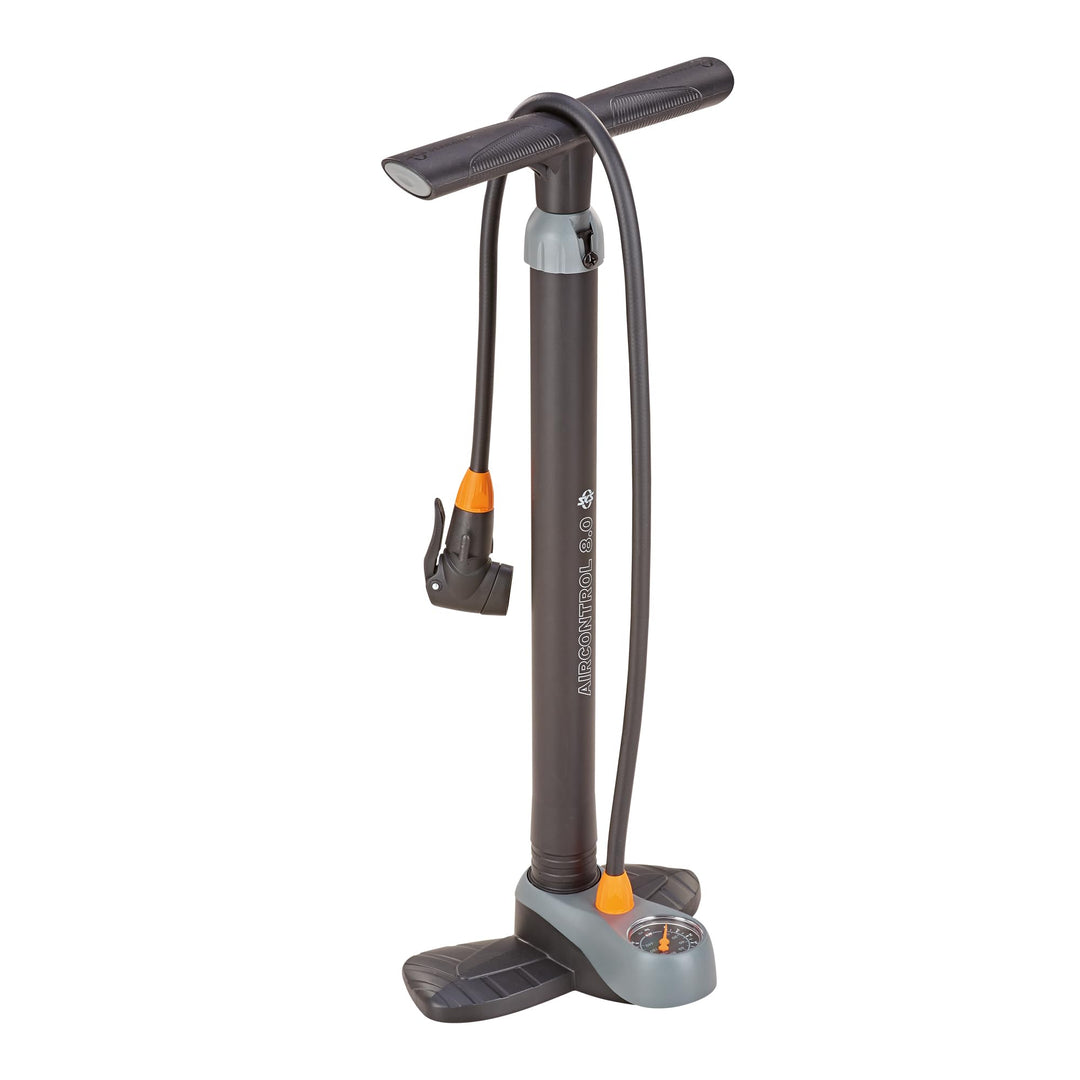 SKS GERMANY Stand-Luftpumpe mit Manometer und Duokopf für alle Ventilarten Aircontrol 8.0, schwarz-