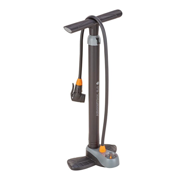 SKS GERMANY Stand-Luftpumpe mit Manometer und Duokopf für alle Ventilarten Aircontrol 8.0, schwarz-