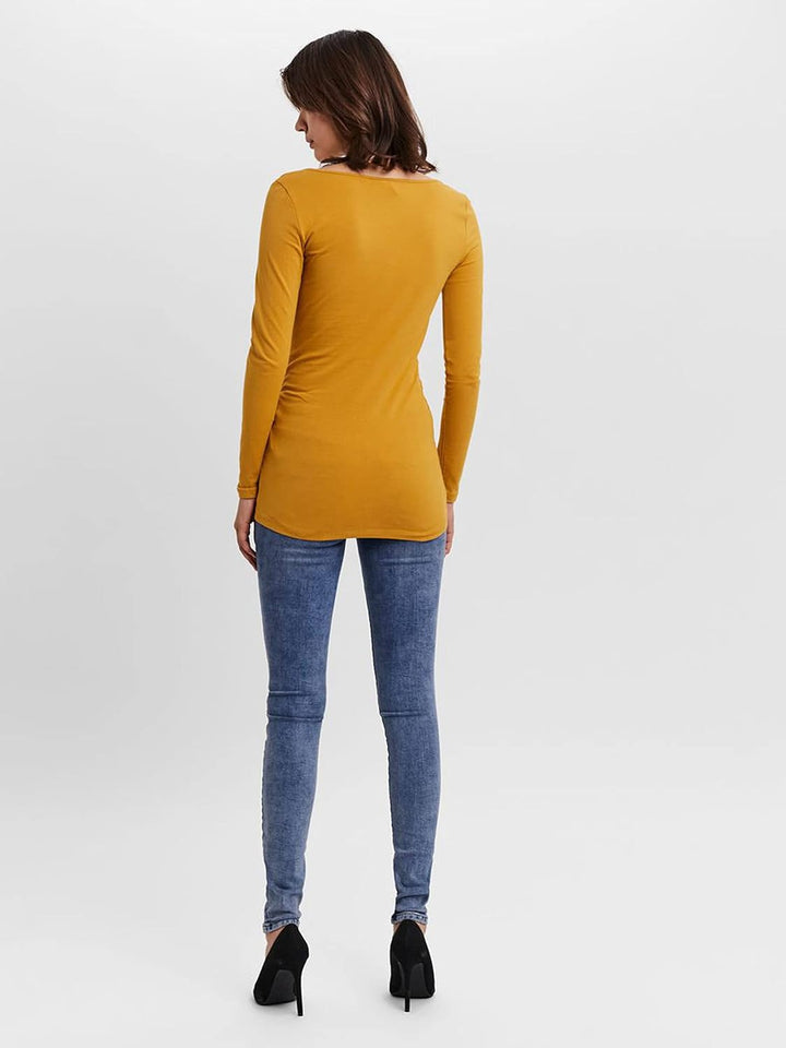 VERO MODA Female Top VMMAXI T-Shirt S Gelb/Braun (1x Chai Tea/ 1x Coffee Bean), S Gelb/Braun (1x Cha
