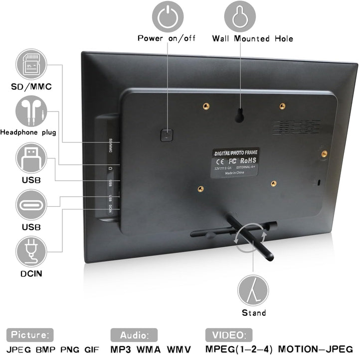 Frameo Digitaler Bilderrahmen WLAN-10,1 Zoll Digitaler Fotorahmen 1920x1200 HD Touchscreen mit 32GB