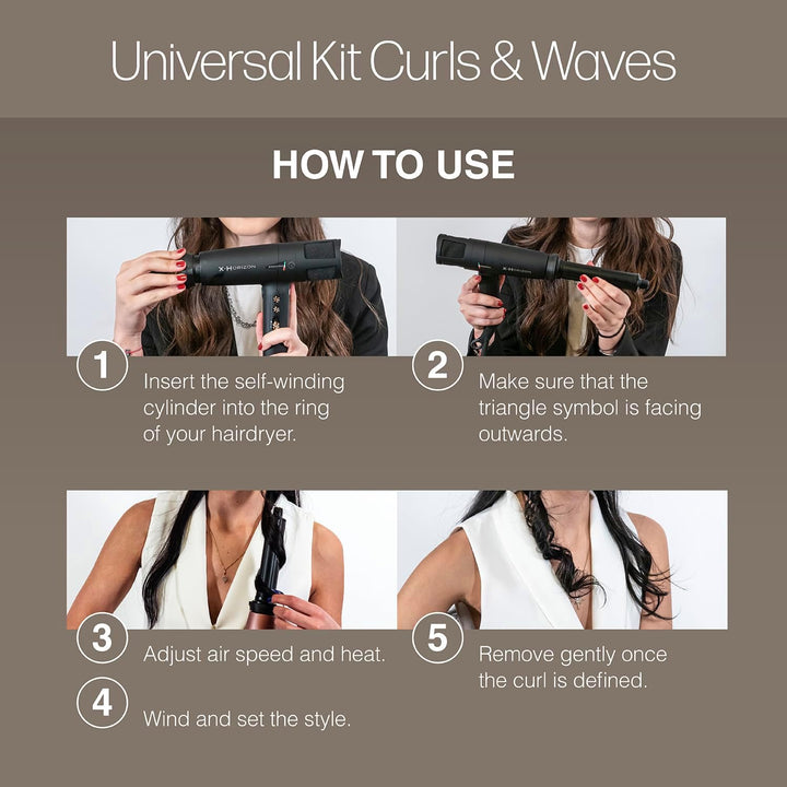 Gamma+ Lockenaufsatz-Set Curls & Waves | 2 Selbstaufrollende Zylinder für Locken und Wellen | Kompat