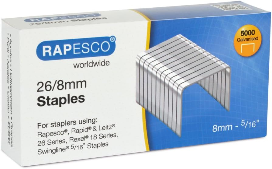 Rapesco 1279 Hefter-Set Zero-01L Bürohefter, 50 Blatt Heftleistung, und 5000 Stück 26/8mm Heftklamme