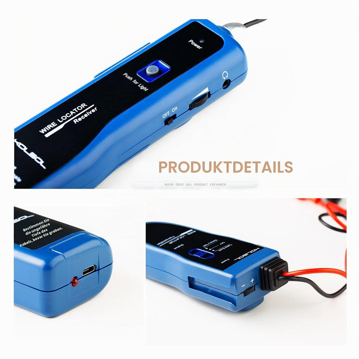 Kolsol Unterirdischer Kabel-Locator, Kabeltester F02 Pro mit wiederaufladbarem 1100-mAh-Akku zum Lok