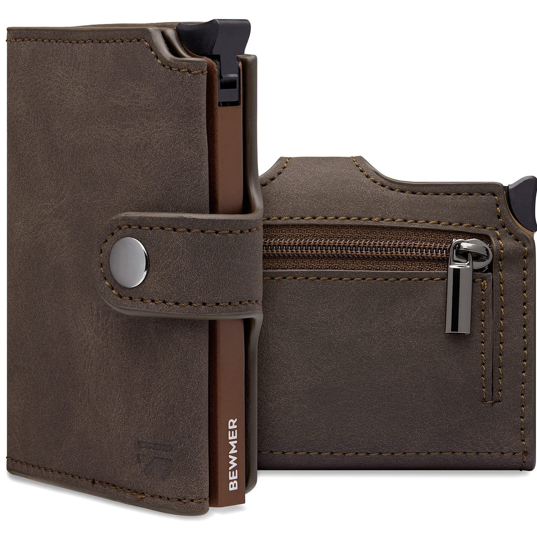 BEWMER 2 Shielded | Herren und Damen Slim Wallet mit RFID-Schutz Anti-Cloning | Kartenetui mit Münzf