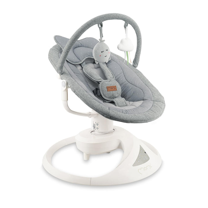 MoMi Babywippe PEARL für Babys bis 9 kg, 360° drehbarer Sitz, LED-Panel, Bluetooth, Fernbedienung, B