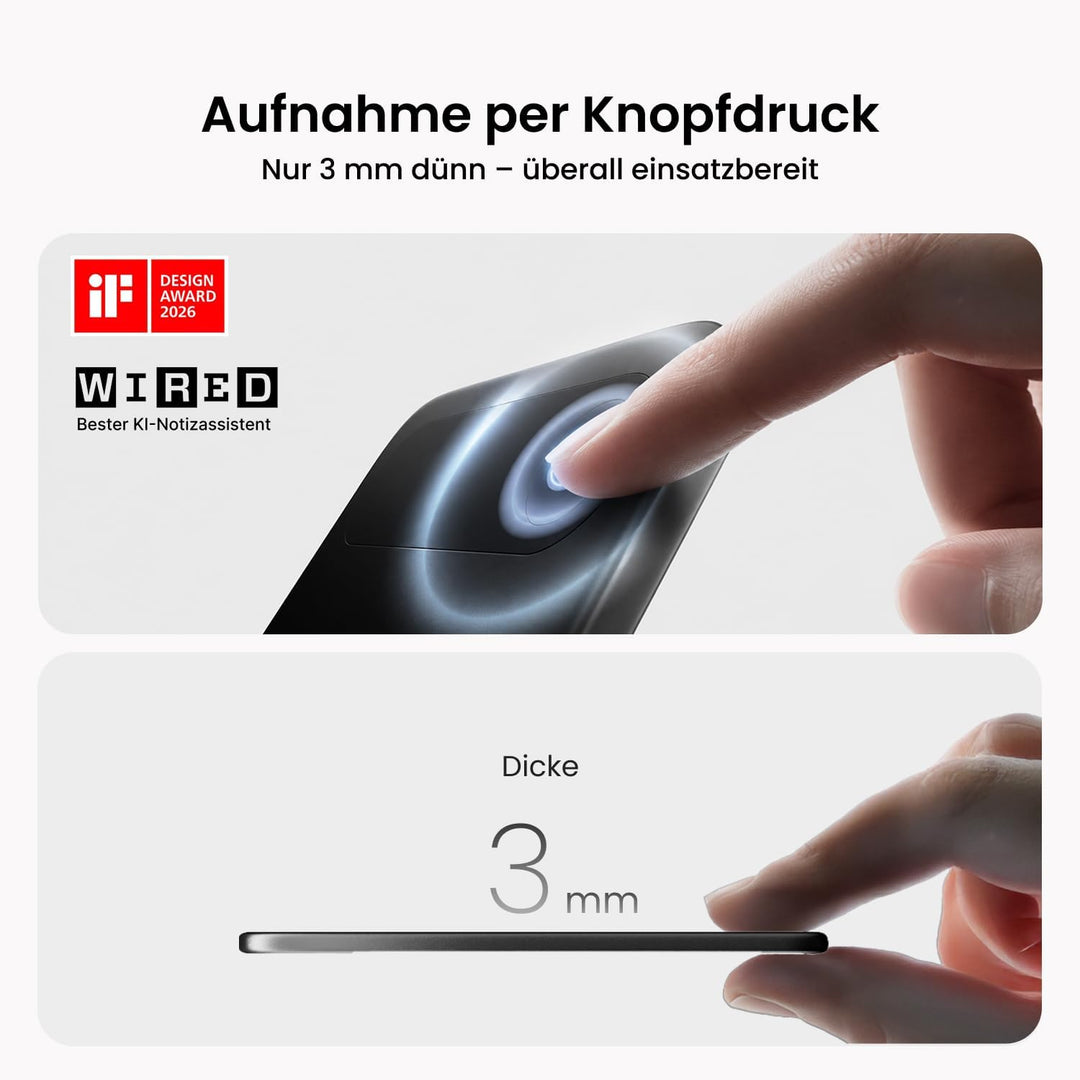 Comulytic Note Pro KI Digitales Diktiergerät mit Unbegrenzte Transkription &amp; Zusammenfassen, Aufnahm