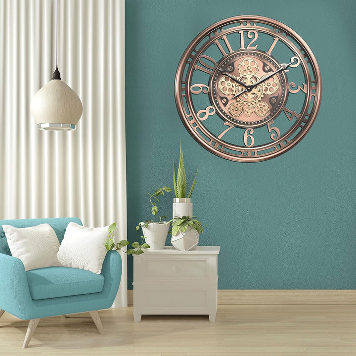 Samilito Wanduhr mit echtem Bewegungsgetriebe Zahnrädern römische oder arabische Ziffern (Arabische