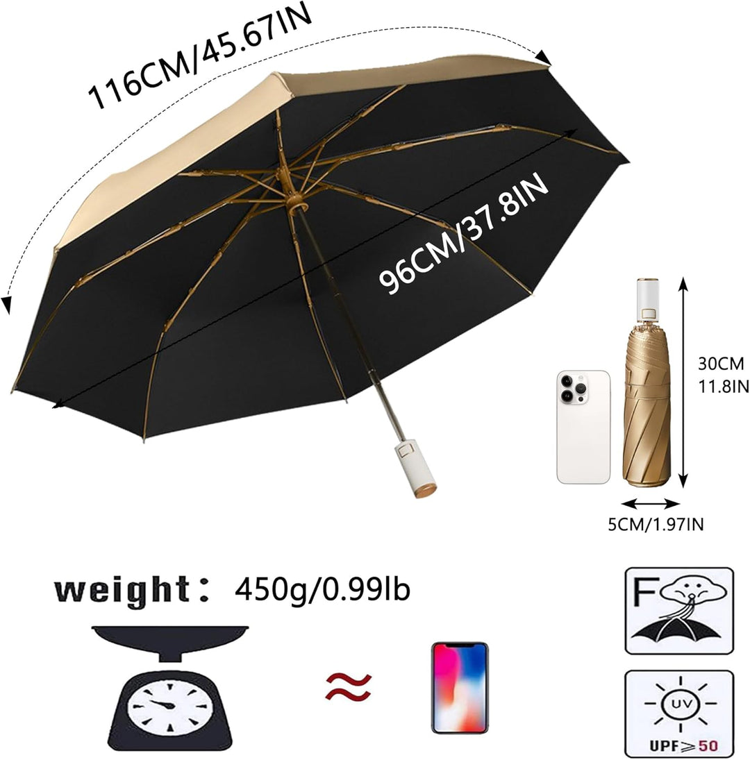 erised's bifrost Regenschirm mit automatischer Öffnung, ergonomischem Griff, Goldbeschichtung gegen