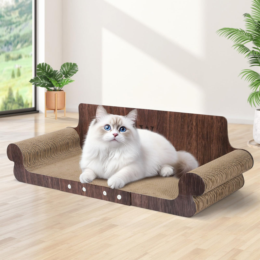 Kratzpappe für Katzen, 82CM langlebiges Kratzbrett und Filz, grosse Liege, Recycelbares Katzenkratzb