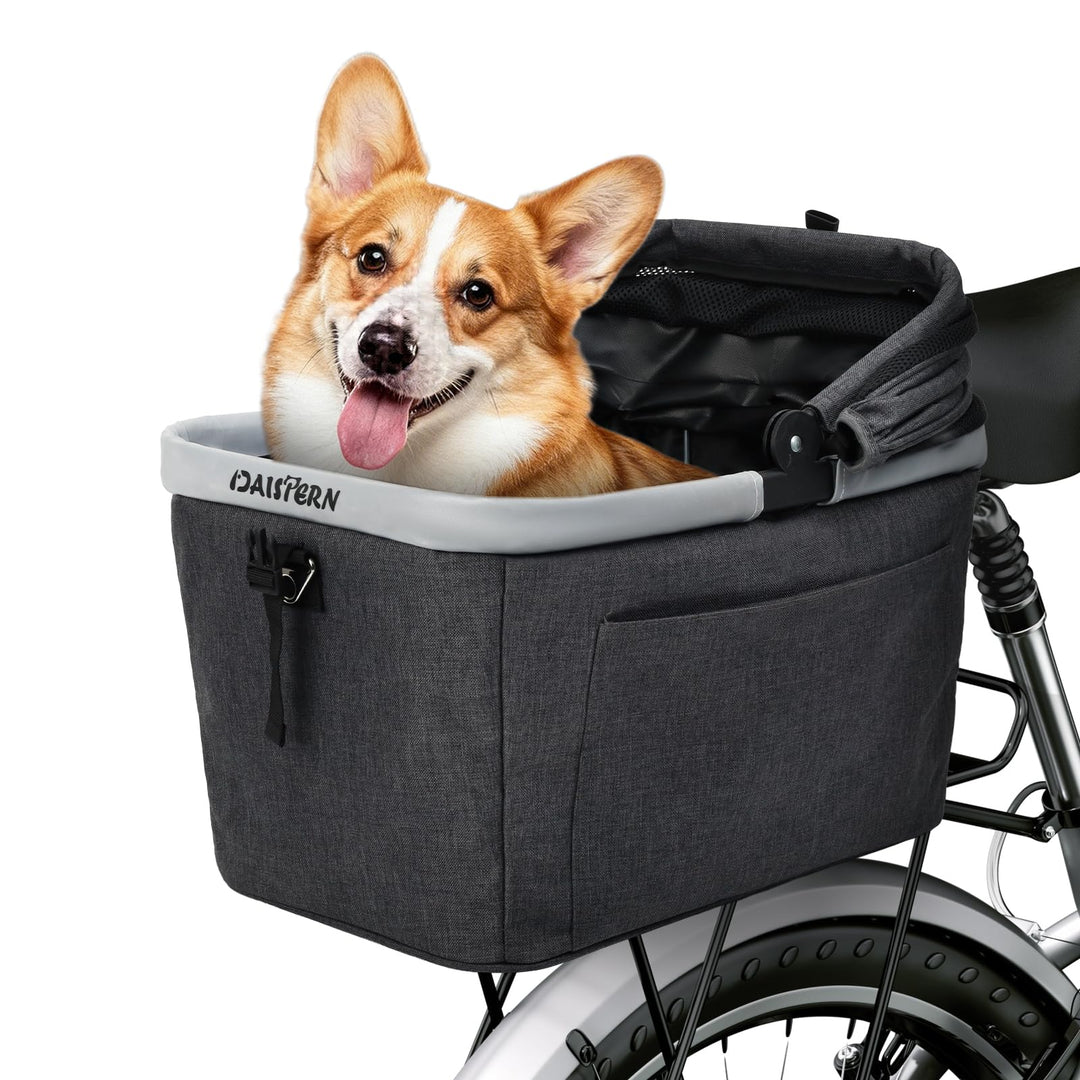 Faltbarer Hundefahrradkorb Hinten bis 10KG mit Metallrahmen, PE-Trägerplatte, Schnellmontage-Halteru