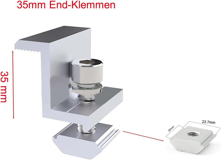 Solarmodul Alu Halterung Befestigungssystem Trapezblech PV Befestigungsschiene Schiene 400MM Endklem