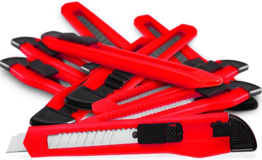 DEUBA® 200 x Teppichmesser Rasterautomatik Abbrechklinge 9mm Klingenbreite Cuttermesser Paketmesser