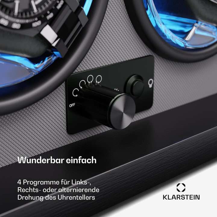 Klarstein Uhrenbeweger für Automatikuhren, Automatik-Uhrenbeweger für 2 Uhren mit Acryl-Tür, Automat