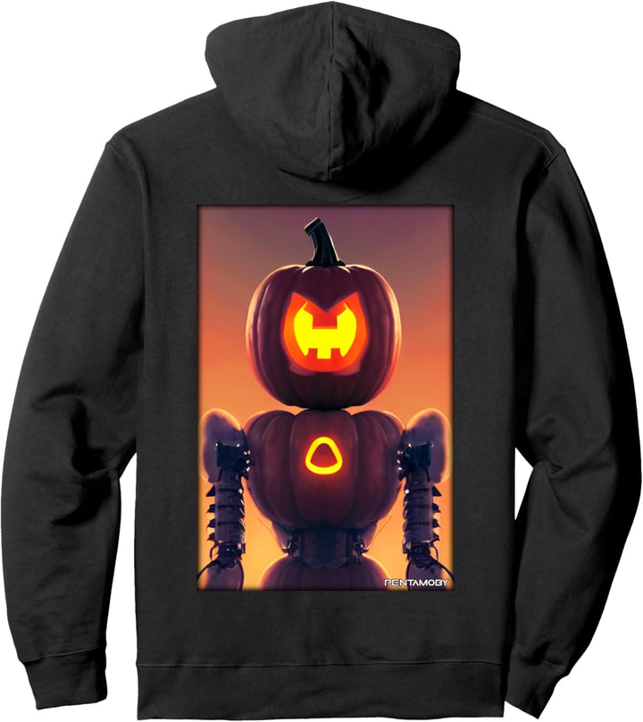 Roboter Halloween Kürbis Zukunft Wissenschaft Sci-Fi Pullover Hoodie