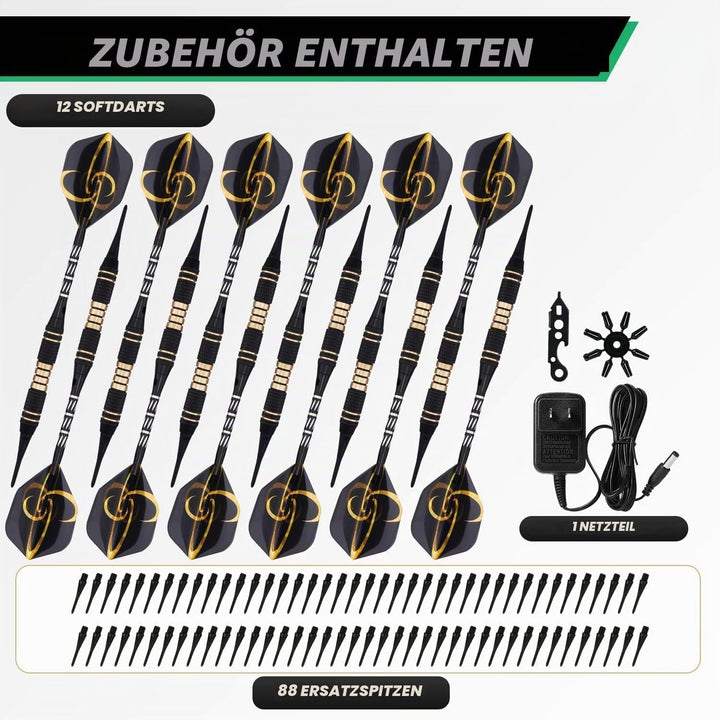 Brovamo Dartscheibe, Dekoratives Dartscheiben-Schrank-Set [12*Soft Tip Darts], Elektronische Dartsch