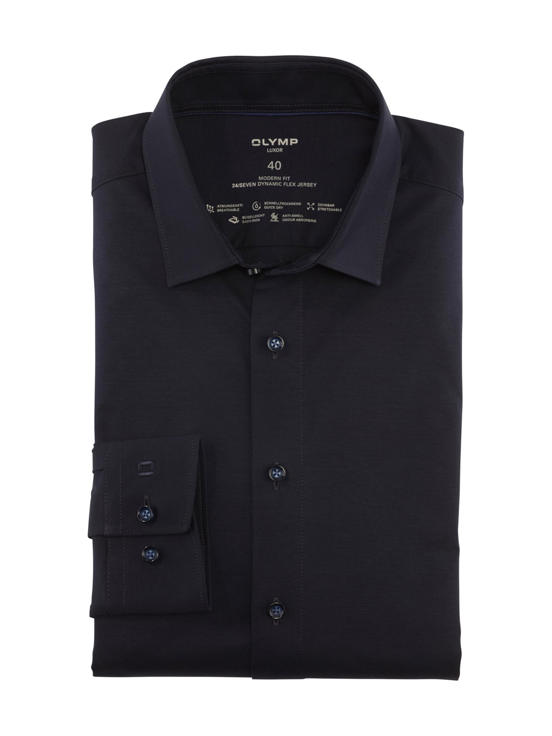 OLYMP Herren Oberhemd Langarm 120264,Single Jersey,Modern Fit Jerseyshirt 01,New Kent 37 Marine 18,