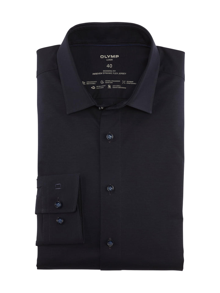 OLYMP Herren Oberhemd Langarm 120264,Single Jersey,Modern Fit Jerseyshirt 01,New Kent 37 Marine 18,