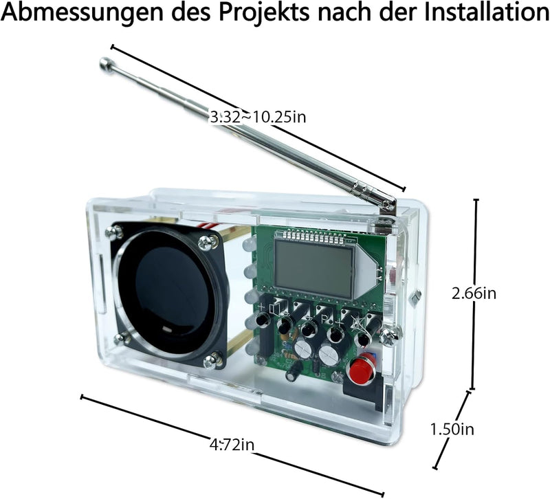 EIELE Radio mit automatischem Sendersuchlauf Siebenfarbig blinkende Audio-LEDs Störungsarme LCD-Anze