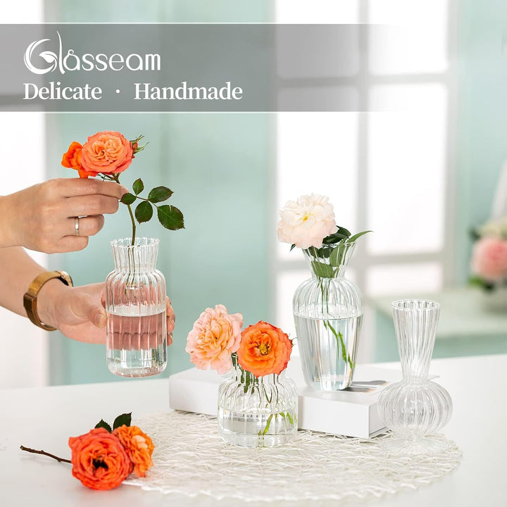Kleine Vasen Hochzeit Tischdeko Vintage, 8 Teilig Mini Vase Glas Blumenvase Modern Set Hydroponic Gl